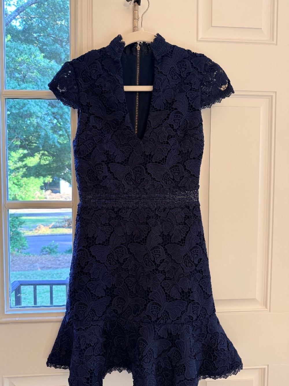 Alice and Olivia Navy Blue Lace Dress Knee Length Size 0